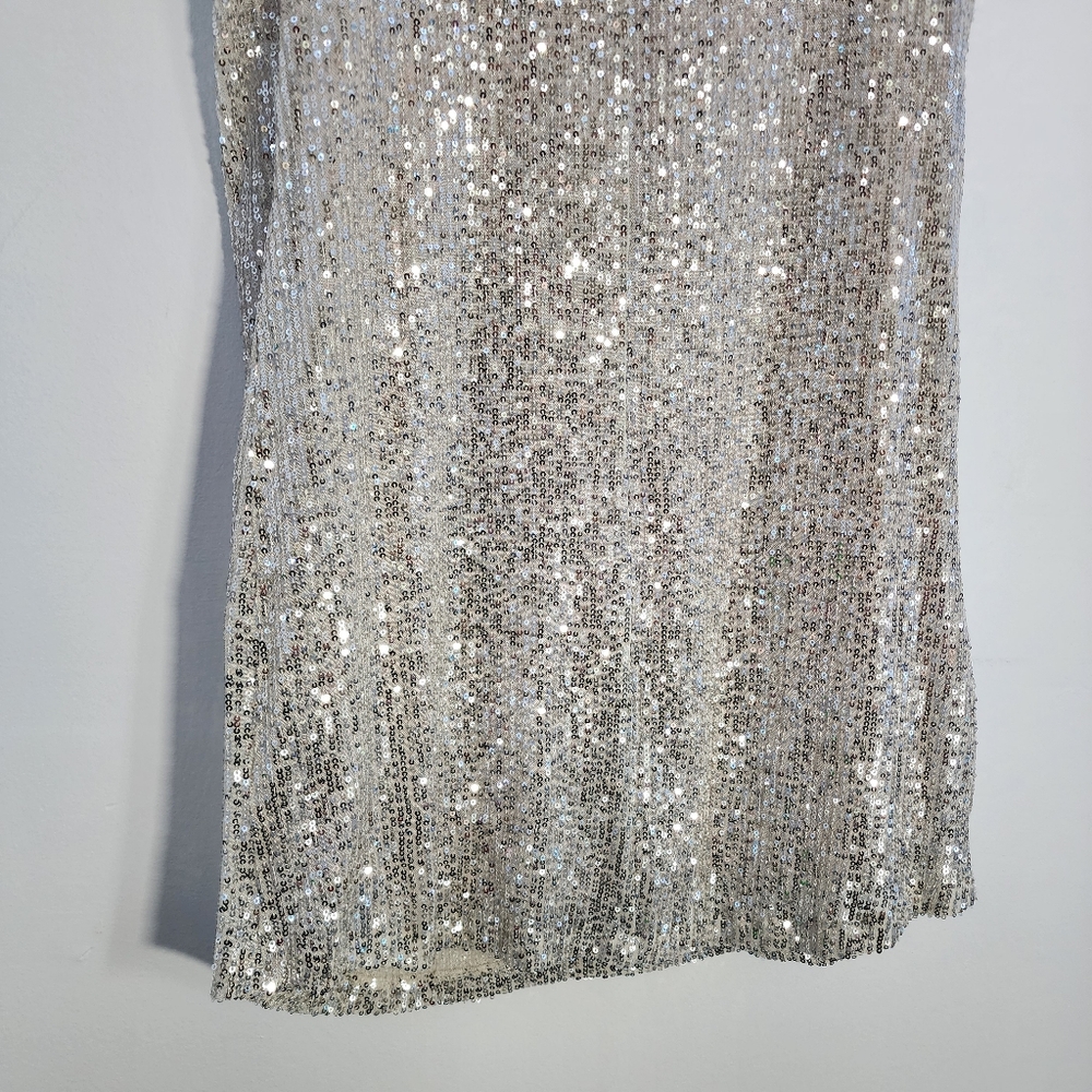 7 For All Mankind Small Silver Sequin Dress - Picture 8 of 9